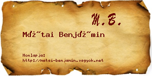 Mátai Benjámin névjegykártya